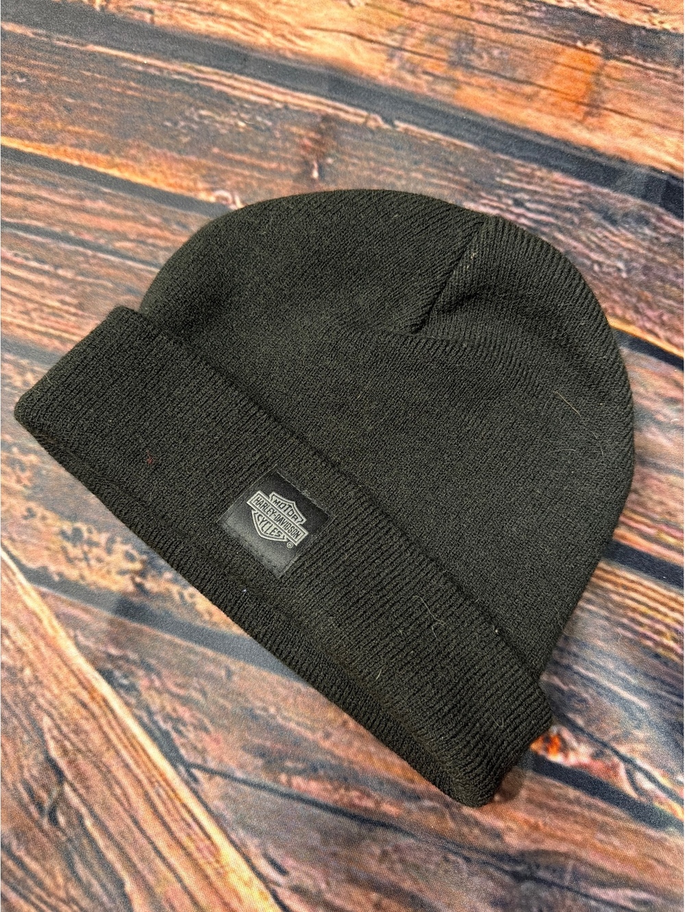 Harley-Davidson Black Knit Beanie Hat with Logo Patch